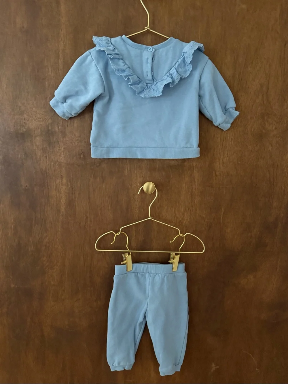 Little Me Light Blue Ruffle Top & Pants Matching Set